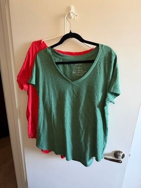 BUNDLE torrid Red & Green V-Neck Short Sleeve Tees